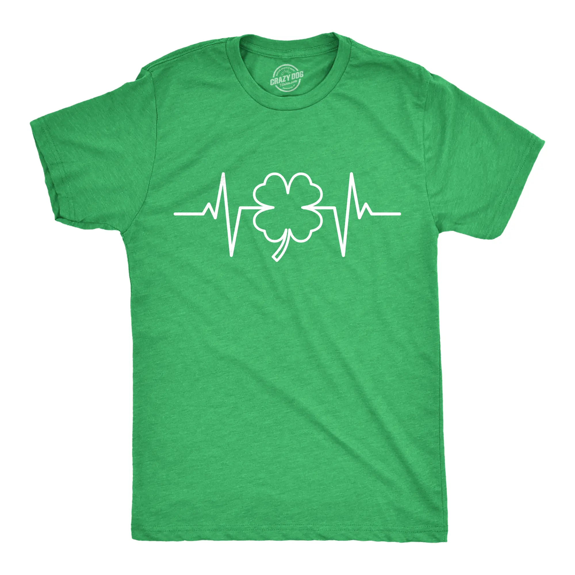 Mens Saint Patrick's Heart Beat T Shirt Funny Clover EKG Novelty Tee for Guys Mens Funny T Shirts Cool Vintage Fashion T-Shirt Gift Classic Menswear Saint Patrick's Day Apparel for Men Novelty Tees for Guys Green -