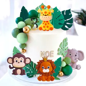 LaVenty cake shed cake topper gender reveal Safari Animal Cake Topper Jungle Baby Shower Cake Decoration Safari Animals Decoration Wild One Cake Decoration Two Wild Cake Toppers Giraffe Monkey Cake Topper