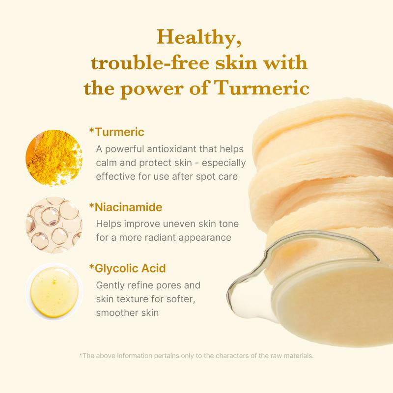 [medicube] Kojic Acid Turmeric Clarifying Toner Pad for Troubled Skin & Use After Spot Care | Soothing & Calming with Turmeric, Niacinamide, Glycolic Acid  | Korean Skin Care, 70 Pads