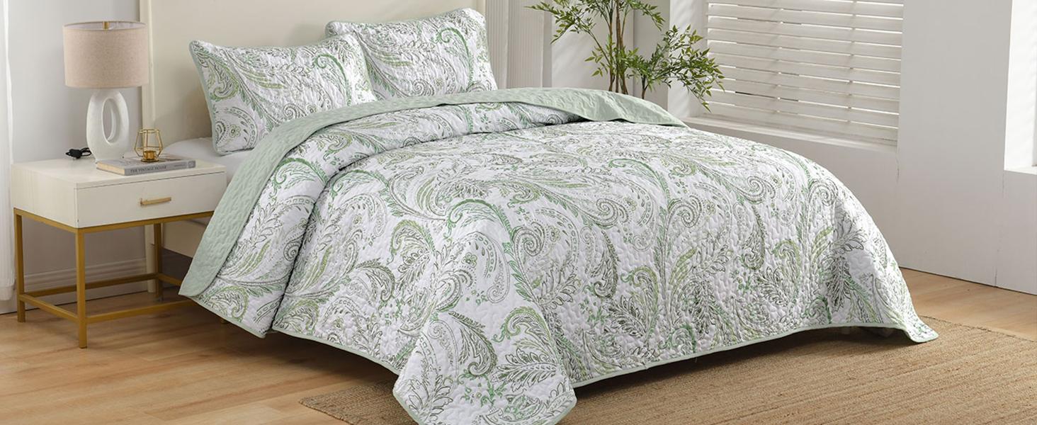 Paisley Set King Size,3 Pieces Boho Bedspread, Soft and Lightweight Microfiber Coverlet Bedding Set for All Season(110''x90'') Paisley Set King Size,3 Pieces Boho Bedspread, Soft and Lightweight Microfiber Coverlet Bedding Set for All Season(110''x90'')