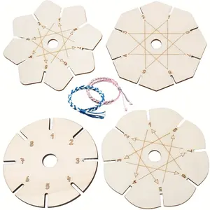 4 bracelet weaving boards, flower-shaped wooden boards, bracelet weaving boards, beading thread boards, for gift materials, friendship bracelet making, DIY jewelry making, handicraft supplies, lightweight weaving tools, jewelry making tools, DIY enthusias
