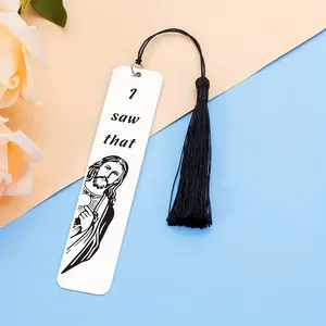 Stainless Steel Bookmark, 1 Count Funny Letter Pattern Bookmark with Tassel, Novelty Prank Bookmark Gifts for Women Friends, Birthday Gifts, Book Accessories