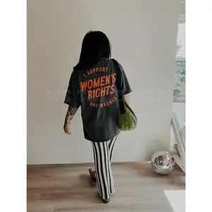 Comfort Color I Support Womens Rights And Wrongs 2 Side Tee, Feminist girl power rebel tee, vintage inspired graphic tee, No-Fade