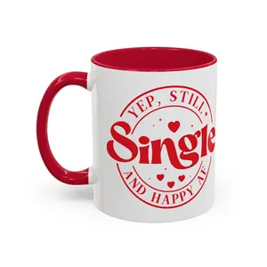 Colorful Mugs, Funny Mug Gift for Single Friends, Sarcastic Quote Mug, Single Life Mug, Happy AF Coffee Cup, Unique Gift for Singles
