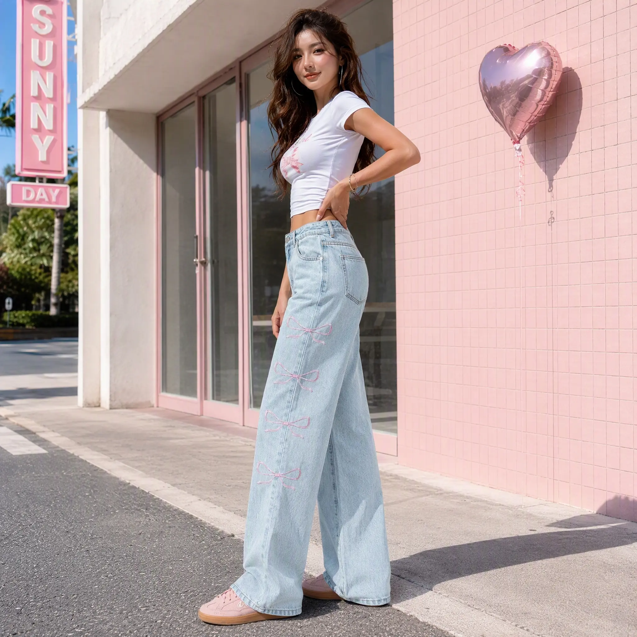 Womens High Waisted Wide Leg Jeans Light Wash Loose Fit Full Length Denim Pants Casual Baggy Straight Leg Jeans for Daily Wear Streetwear Travel Outfits