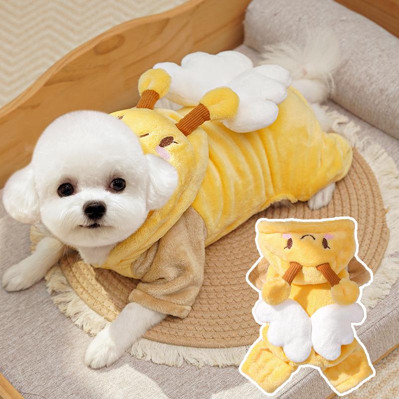 Pet Clothes Little Bee Costume Cosplay With Hat Leash Ring For Small Medium Dogs Cat Winter Thickened AL991277976462