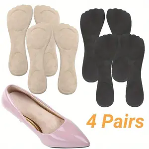 4 Pairs High Heel Inserts Women, 2 Pairs Beige and 2 Pairs Black, Adhesive Velvety Cushioning Insoles, for High Heels Anti-Slip, Gel Cushion Insoles for High Heels Pain Relief, Shoe Inserts for Dress Shoes Footwear Comfort