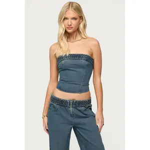 Braidey Strapless Denim Top