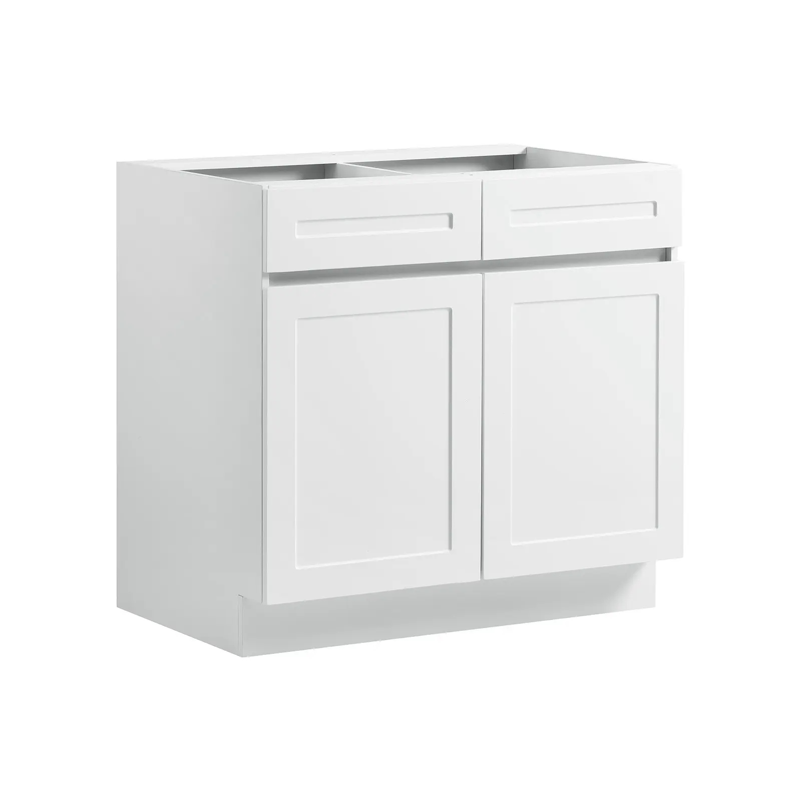 VEVOR White Shaker Base Cabinet Ready to Assemble, 36"W Unassembled Cabinet, 36" W x 24" D x 34.5" H, with 2 Doors, 2 Drawers, Adjustable Shelf, Soft-Close Hardware, for Home, Office, and Laundry Room