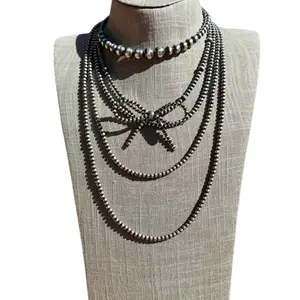 5 Piece Navajo Pearl Layered Bow Necklace for Women - Fashion Accessory. Western Jewelry.