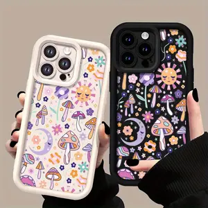 Mushroom Design Phone cases Case Compatible with iPhone 17 Pro Max 16 16e 15 14 Plus 13 12 Mini 11 Air X XS Pattern TPU Lens Protection Durable Soft Cover Gift 2D printing Shockproof Cellphone