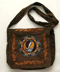 Grateful Dead bag - Steal Your Face embroidered corduroy messenger bag - Stealie bag - Dead and Company bag - Grateful Dead computer bag