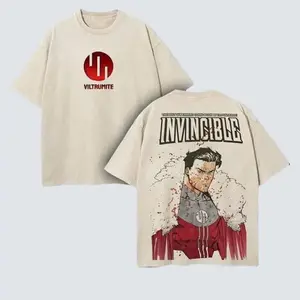 Limited Retro Oversized Vintage Invincible Viltrumite Mark Grayson Washed Tee Unisex Comic Superhero Graphic Shirt Double Printed Streetwear Heavyweight Cotton T Shirt Anime Manga Fan Gift Casual Wear