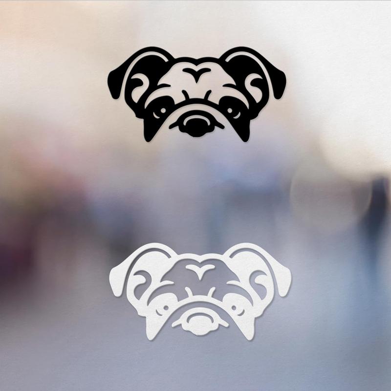 (2 Pcs, 1 Black, 1 White, 6.8'' X 3.6'') Transparent Adhesive Decal Sticker of Bulldog for Car Bumper Window Laptop Tumbler Jeep Truck Motorbike Helmet Door Wall for Indoor Outdo925Ver1Hhh502Bw_FBA