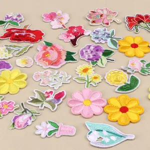 36pcs Floral Embroidered Fabric Patches, Iron-On & Sew-On, DIY Crafts, Hat Jacket Clothing Backpack Decorations, Floral Embroidery Appliques, Patch Appliques