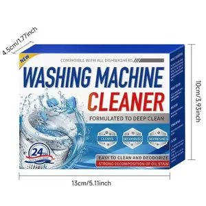 24-Pack Washing Machine Cleaning Tablets - Deep Cleaning Washing Machine Cleaning Tablets For Upper Doors, Front Doors And HE Washing Machines - Cleaning Drums, Cylinder Seals And Other Components For Descaling