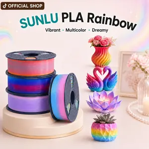 SUNLU Rainbow PLA 3D Printing Filament, 1.75mm Multicolor Gradient Bundle for Non-AMS Printers, Beginner-Friendly Neatly Wound 3D Printing Material