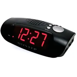 212 MAIN R-1627 Digital Chargeable 0.9 in. LED Display Clock Radio - AM/FM Tuner, USB Charging Cord for Smartphones, AUX Input, Audio Player Function