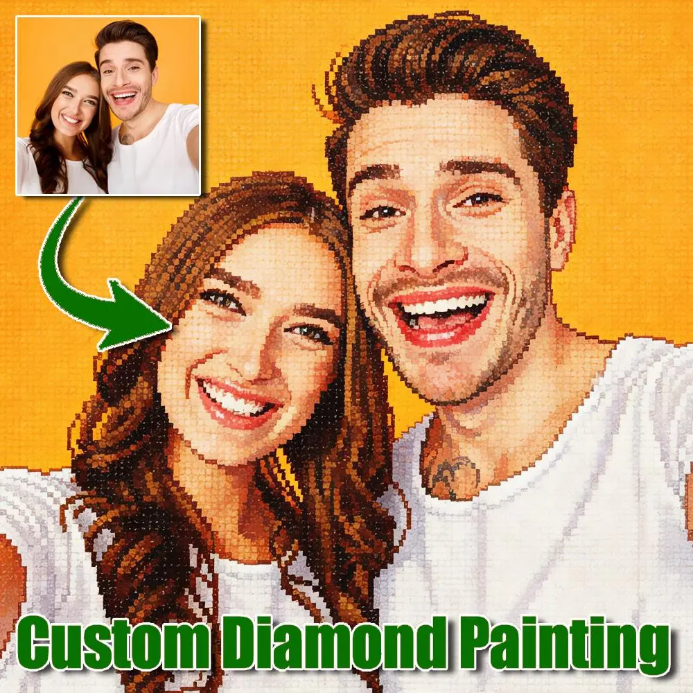Custom Photo Diamond Painting Kit - Personalized DIY Art Gift for Family, Pets & Couples