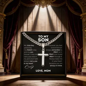 To My Son Necklace From Mom, Personalized Amazing Son Necklace From Mother  Stainless Steel Plain Design with Gift Box and Card