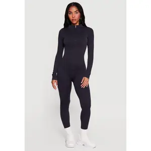 Seamless Mock Neck Quarter Zip Jumpsuit