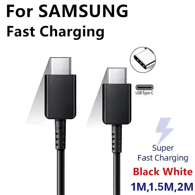 1Pc 45W PD Fast Cellphone Charger Cable for Samsung Galaxy S24/S23 Ultra/S22/S21/S20 Note20 A54/A53 Fast Charging USB-C to C Data Cable Fast Charging Supported