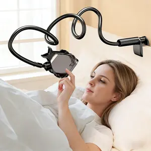 Phone Holder with 360° Omnidirectional Swivel Wheel, Adjustable Direction & Angle, Ideal for Lazy People's Bedside Table, Spiral Mechanism, Universal Smartphone Holder, Smartphone Holder Stand