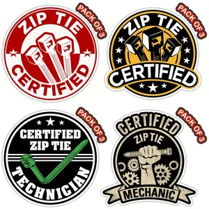 12pcs Zip Tie Certified Sticker, 4 Interesting Designs