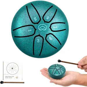 Buddha Stones Mini Steel Tongue Drum 3 Inch 6 Notes Steel Drum Instrument, Ethereal Drum for  Adults, Handpan Drum for Meditation Sound