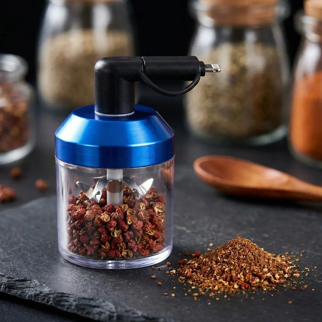 Travel-Friendly Electric Chopper, Mini Garlic & Pepper Grinder with 3-in-1 Interface for Outdoor & Kitchen Use