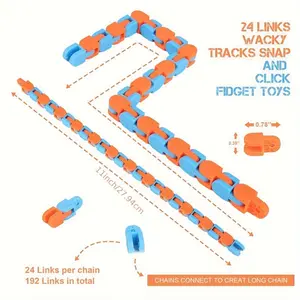 4-12pcs Fidget Wacky Tracks | Stress Relief Toys for Kids and Adults, Classroom Student Gifts, School Prizes, Long Sensory Autism Snap Fingertip Click Snake Toys, Travel Stress Relief ADHD, Mixed Color, Made of Other Plastic