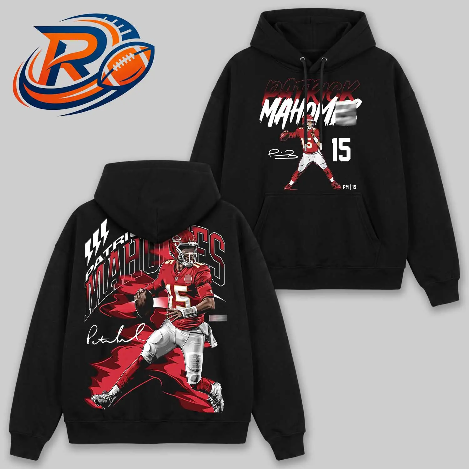 "Showtime" #15 V2 Football Hoodie, Chiefs Quarterback Graphic Hoodie, "Showtime" Player Name & Number Sweatshirt, Vintage Football Fan Apparel, Chiefs Fan Hoodie, Game Day Streetwear, Retro Sports Graphic Hoodie, Gift for Football Fans