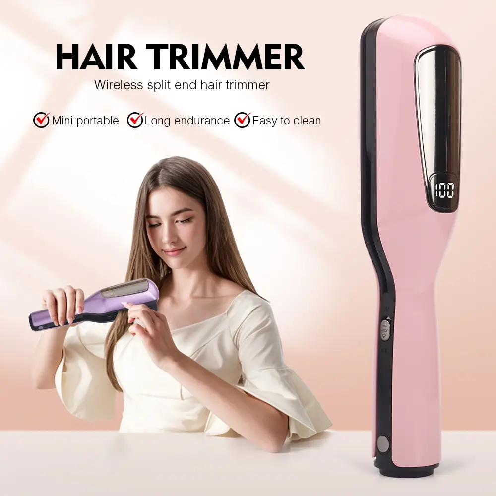 Wireless Rechargeable Typ-C Hair Trimmer, Portable Electric Comb for Split Ends, Home & Travel Gift, New Model with Storage Base