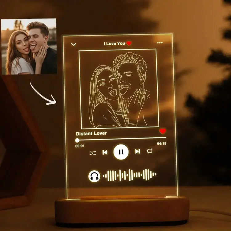 Personalized Couple Picture Line Art Frames with Photo Night Light, Anniversary Gift for Women Men Him Her Girlfriend Boyfriend, Valentine's Day Bedroom Decor, Wedding Home Keepsake