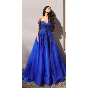 Nox Anabel R1303 Long Off the Shoulder Sweetheart Tulle A-Line Gown