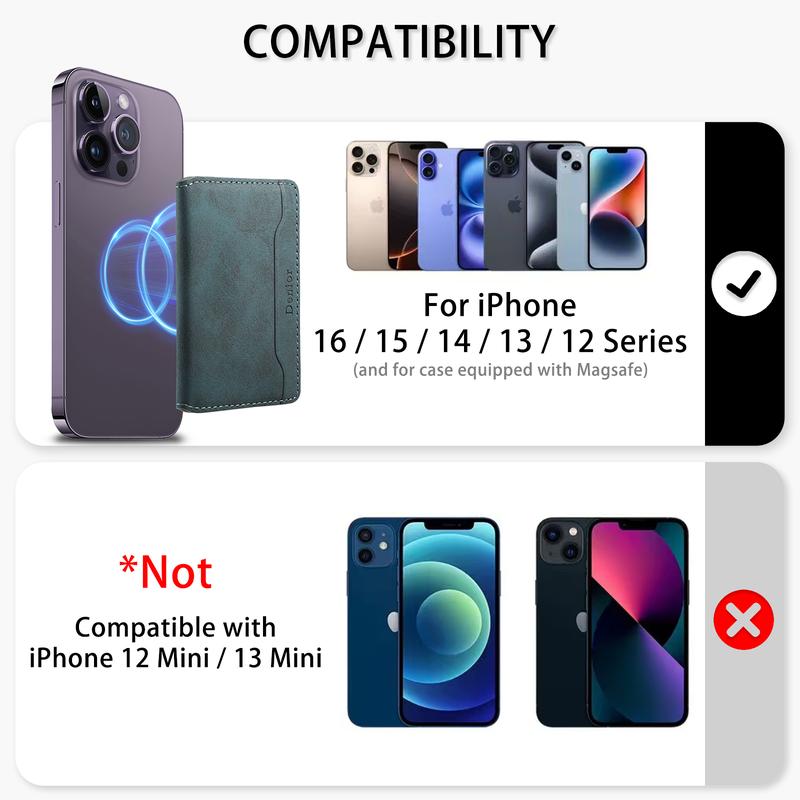 Denier Magnetic Slim Credit Card Wallet Blue PU Leather Detachable Case Wallet with Integrated Magnet Closure Slip On Design