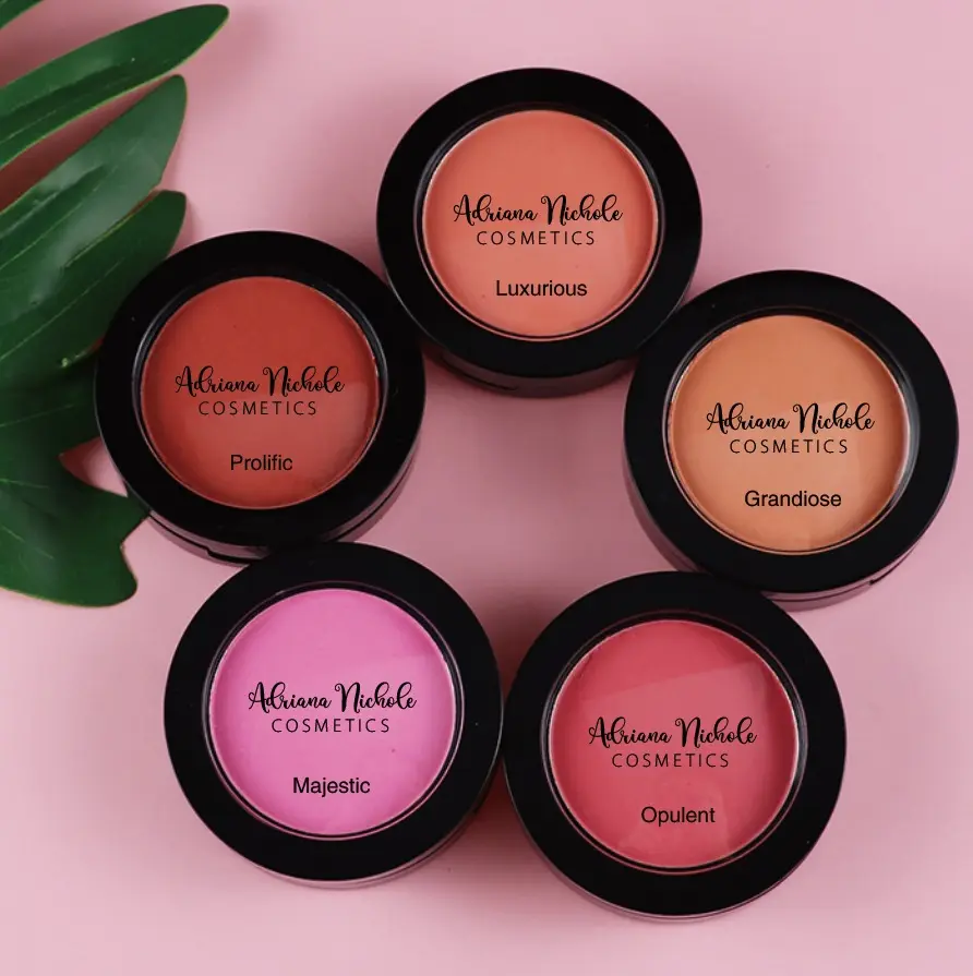 Powder Blush Compact by Adriana Nichole Cosmetics, Be Bold Cheek Color Makeup with Mirror