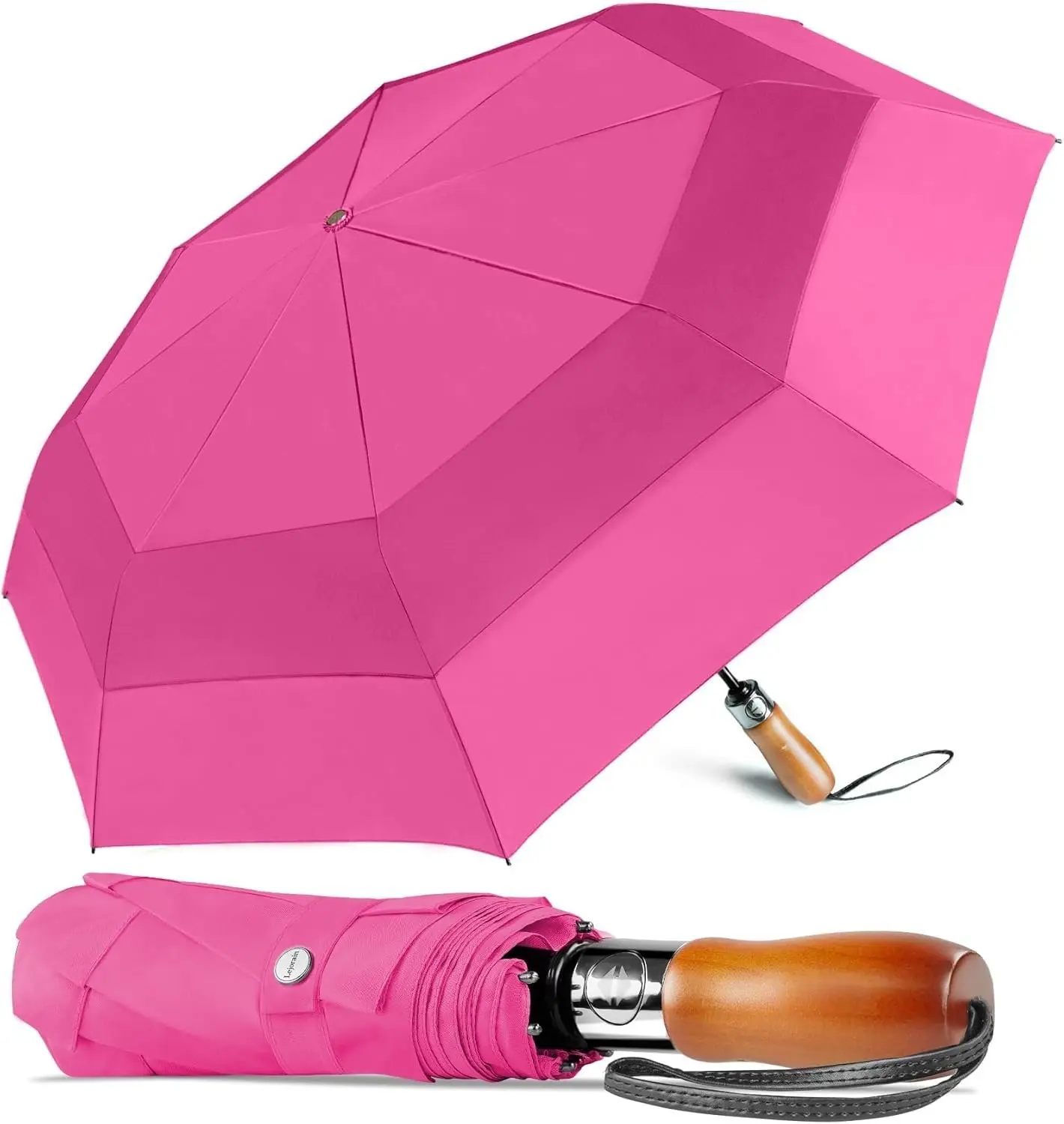 Large Folding Golf Umbrella - Compact Mens Umbrellas Travel Rain and Windproof 54inch Collapsible Automatic Open Close Umbrella 210T Teflon Vented Double Canopy