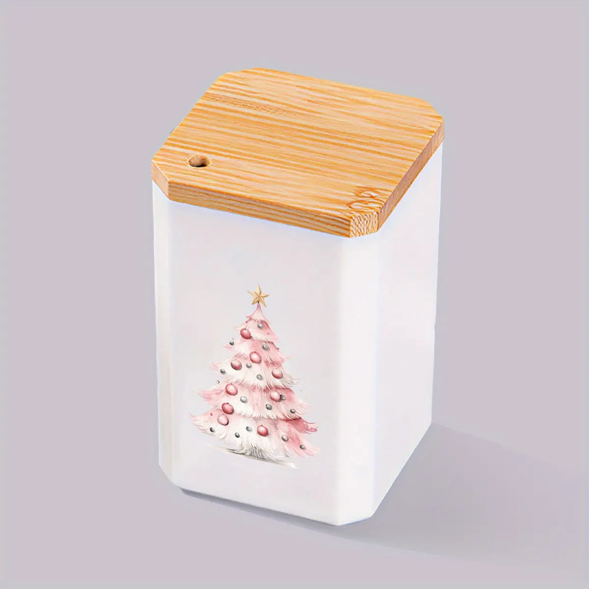 1pc Cute Printed Compact, Chic Toothpick Holder Pink Feathered Christmas Tree Design, Durable Plastic, Perfect for Kitchen & Dining Room Decor, a Christmas Gift for Family and Friends