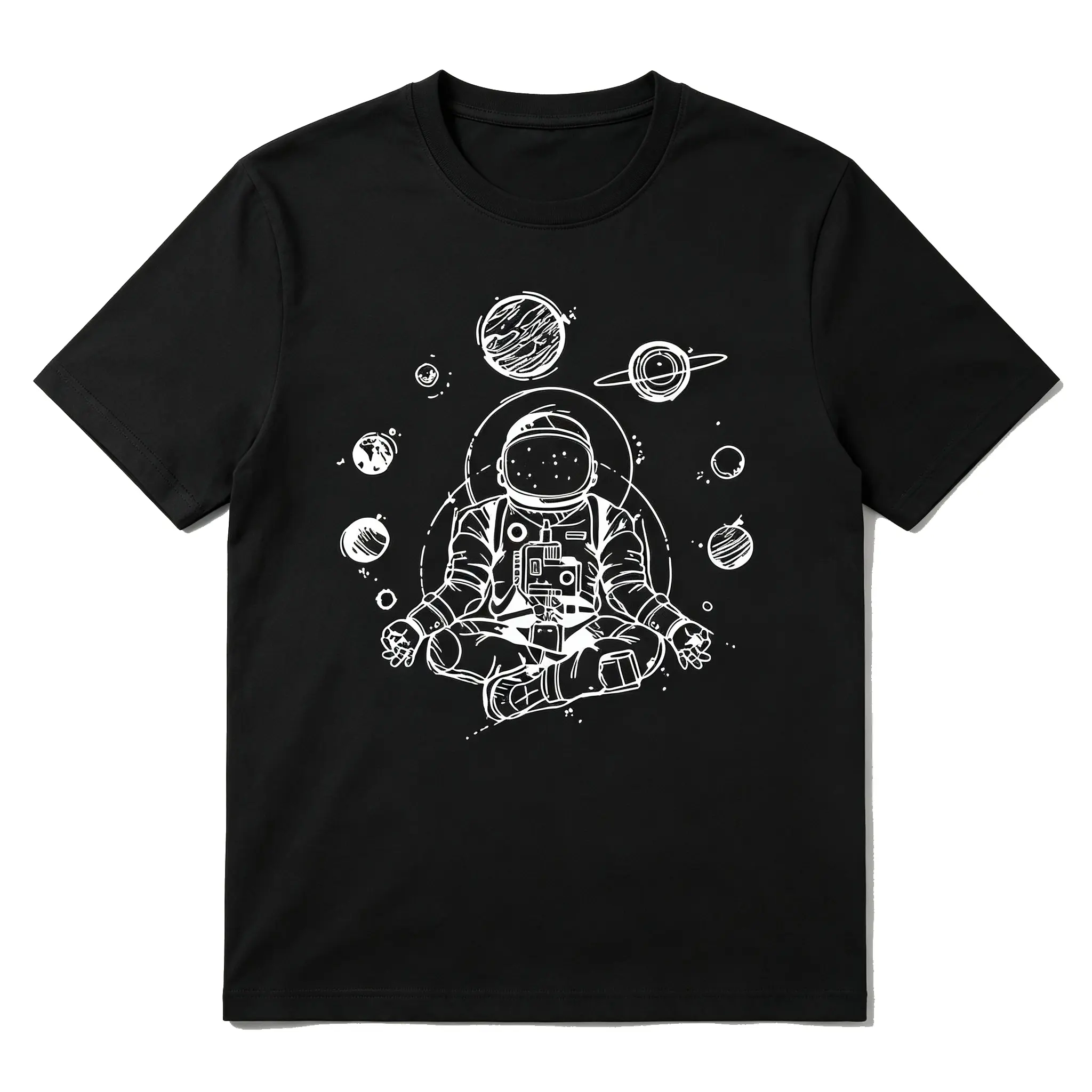 Unisex Athletic T-Shirt with Astronaut Graphic, 4-Way Stretch, Breathable Sporty Shortsleeve for Gym & Everyday Wear, Original, Clothes, Prints, Minimalist, Outdoor, Soft