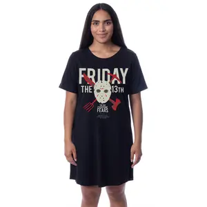Friday The 13th Womens' Jason Mask Nightgown Sleep Pajama Dress