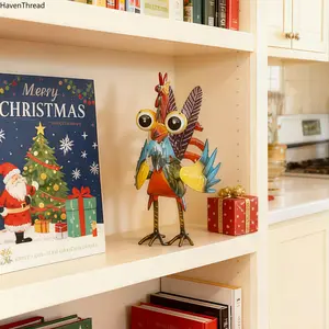 Colorful Metal Rooster Statue Animal Art Patio Decoration Durable Farmhouse Style Outdoor Decor Artistic Garden decoration Creative Figurine Gift for All Occasions Christmas Thanksgiving Rustic Iron Figurine 7.87x5.91 inches