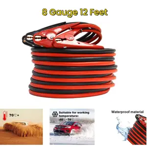 NW3Lbs Heavy Duty Booster Cables 8 Gauge 12 Ft Booster Jump Start Automotive Jumper Cables Kit for Car, SUV, and Trucks with Carrying Bag