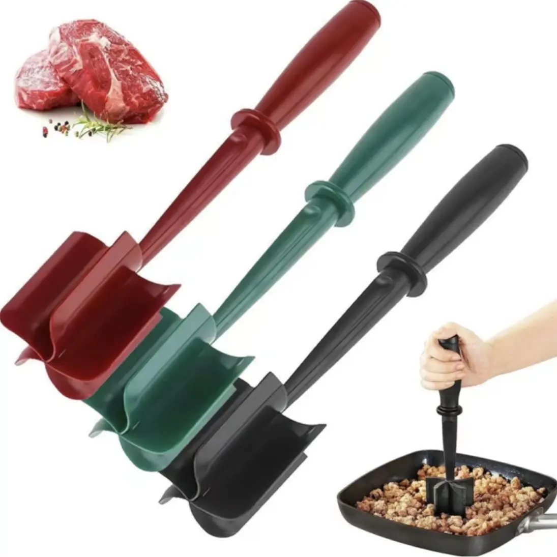 Manual Meat Chopper Set, Heat Resistant 3-Piece Kitchen Tool for Hamburgers, Beef Minced Meat, Multifunctional Vegetable Cutter, Kitchen Cutting Utensils, Kitchen Cooking Accessories, Kitchen Gadgets