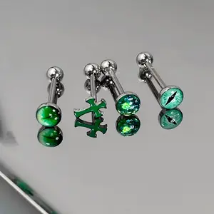 Green Mambo, tongue stud external thread titanium steel sweet cool babe, tongue stud, tongue ring, tongue stud