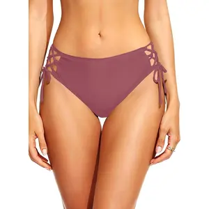 Women's Low Rise Bikini Bottoms - Full Coverage String Side Tie Swim Bottoms Lace Up Bathing Suit 2026