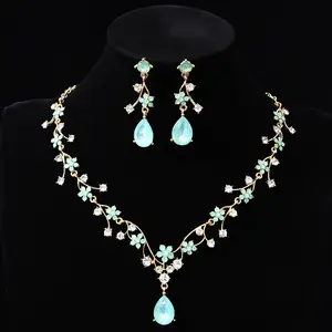 🌸   Floral Zircon Jewelry Set |     Sparkling Pink Crystal Necklace & Earrings |     Elegant Bridal/Gown Accessory |     Trendy Dazzling Women’s Formal Event Jewelry!