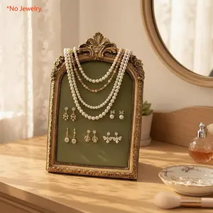 Vintage Jewelry Display Stand, Necklace Storage Rack, Ring Holder, Earring Tray, Resin Photography Prop, Velvet Lining, Gift Idea,Valentine's Day gift Christmas