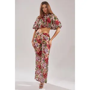 ENCHANTED GARDEN FLORAL EMBROIDERED TULLE PANT
