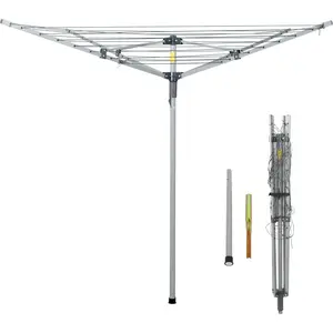 Collapsible 4-arm Umbrella Drying Rack Clothes Dryer Clothesline with 131ft Drying